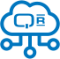 Symbol einer Q-SYS Cloud, aus der unten Daten herauskommen