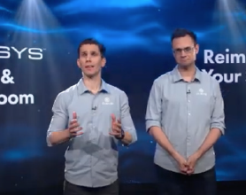 Video-Vorschaubild von zwei Personen, die eine Präsentation über Q-SYS halten