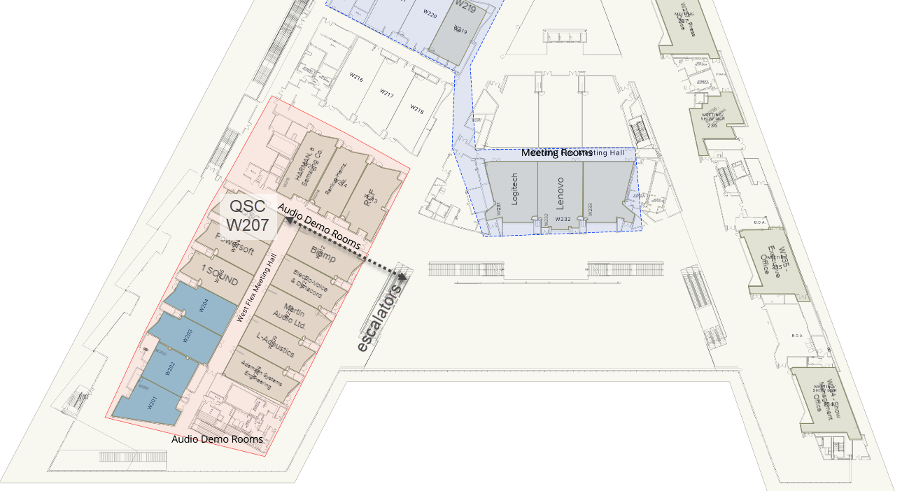 2022 InforComm DemoRoom Map showing the location of the QSC DemoRoom