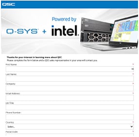 Ansicht des Q-SYS + Intel Formulars