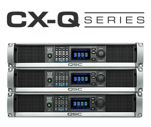 Three new CX-Q Series amplifiers stacked on top of eachother
