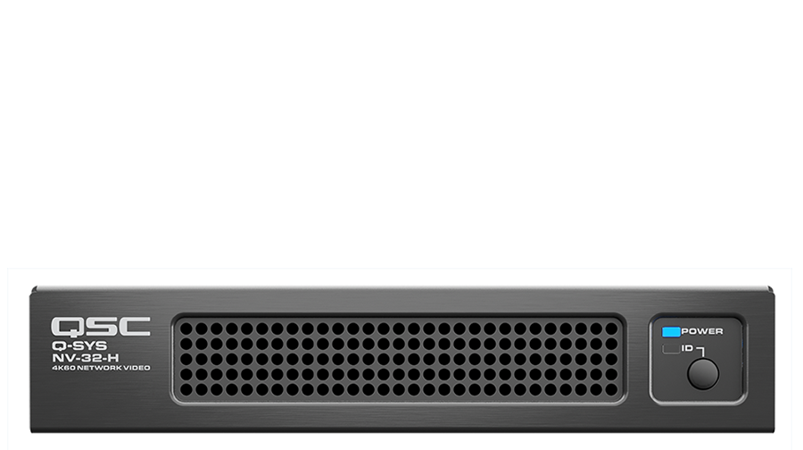 Frontansicht des Q-SYS NV-32-H (Core Capable) Prozessors