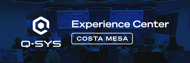 Q-SYS und Experience Center Austin Logos
