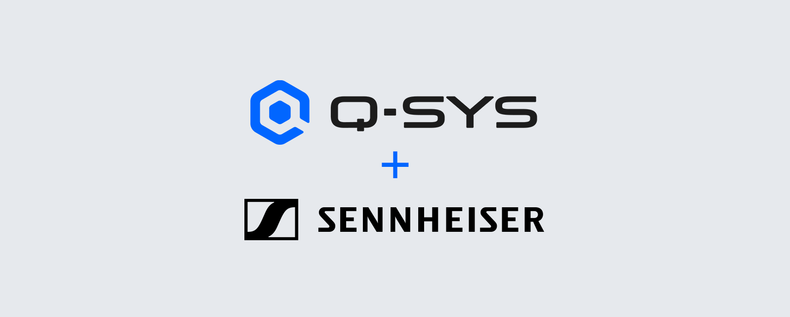Q-SYS- und Sennheiser-Logos